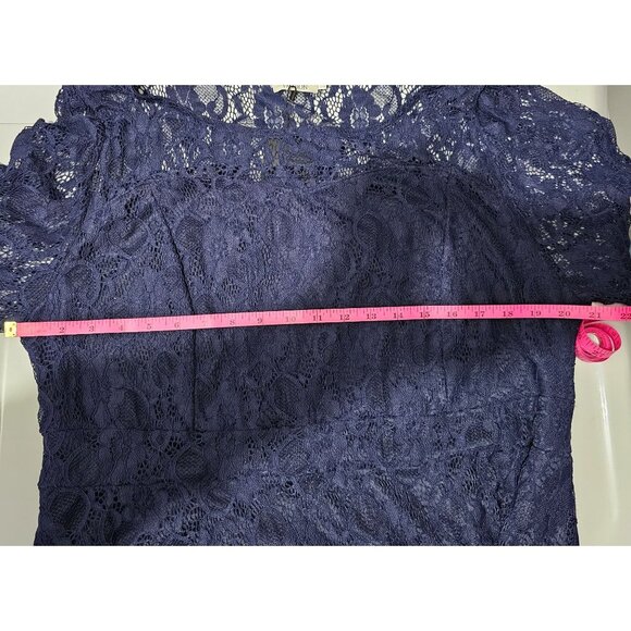 NWT Navy Blue Lace Midi Dress W/ Elbow Sleeves & Lining By Pinup Fashion Sz 20W - Picture 12 of 13
